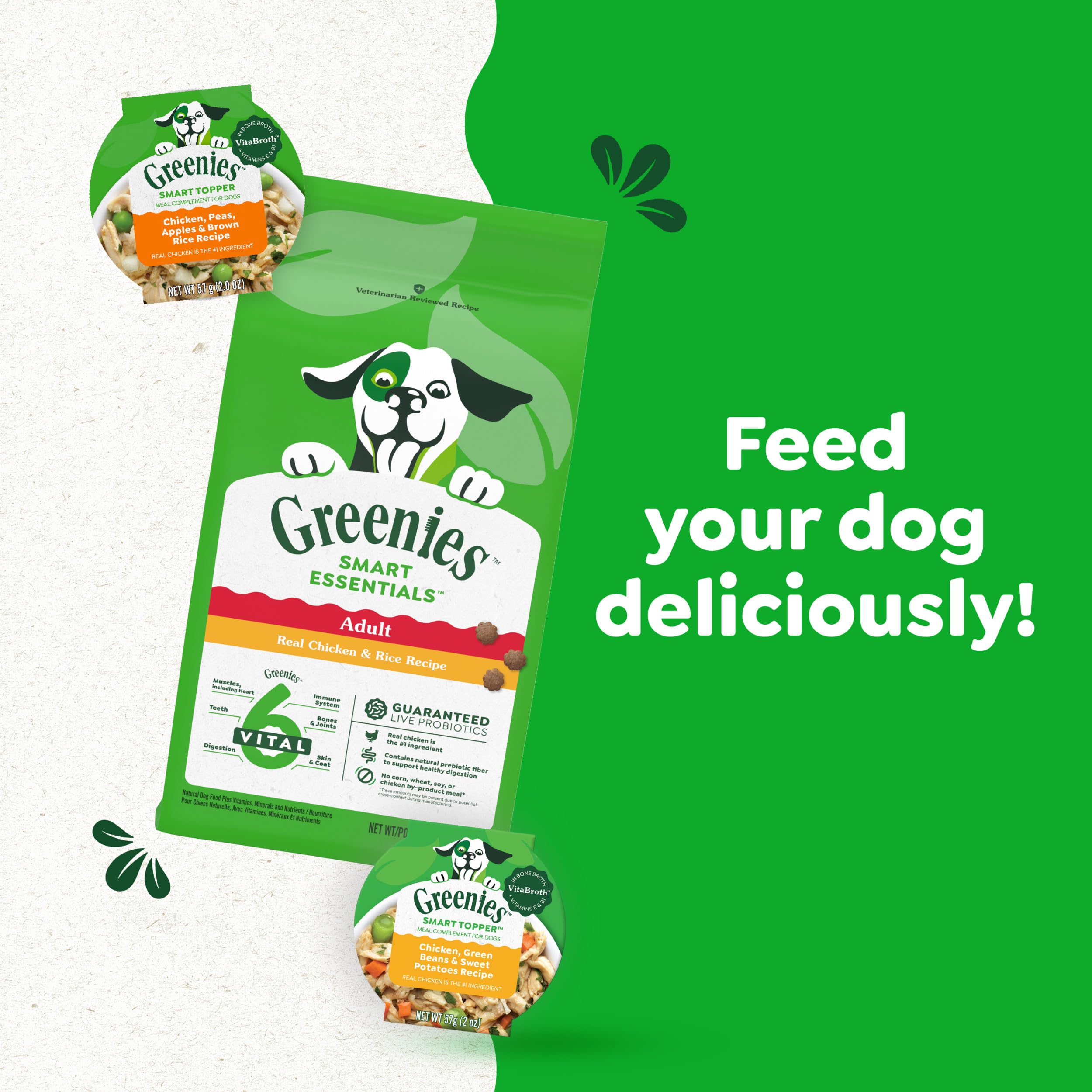 Greenies Smart Topper High Protein Wet Mix-in for Dogs, Chicken, Peas, Apples & Brown Rice Recipe in Vitabroth Broth - Bone Broth + Vitamins E & B1, 10 Count - Image 10