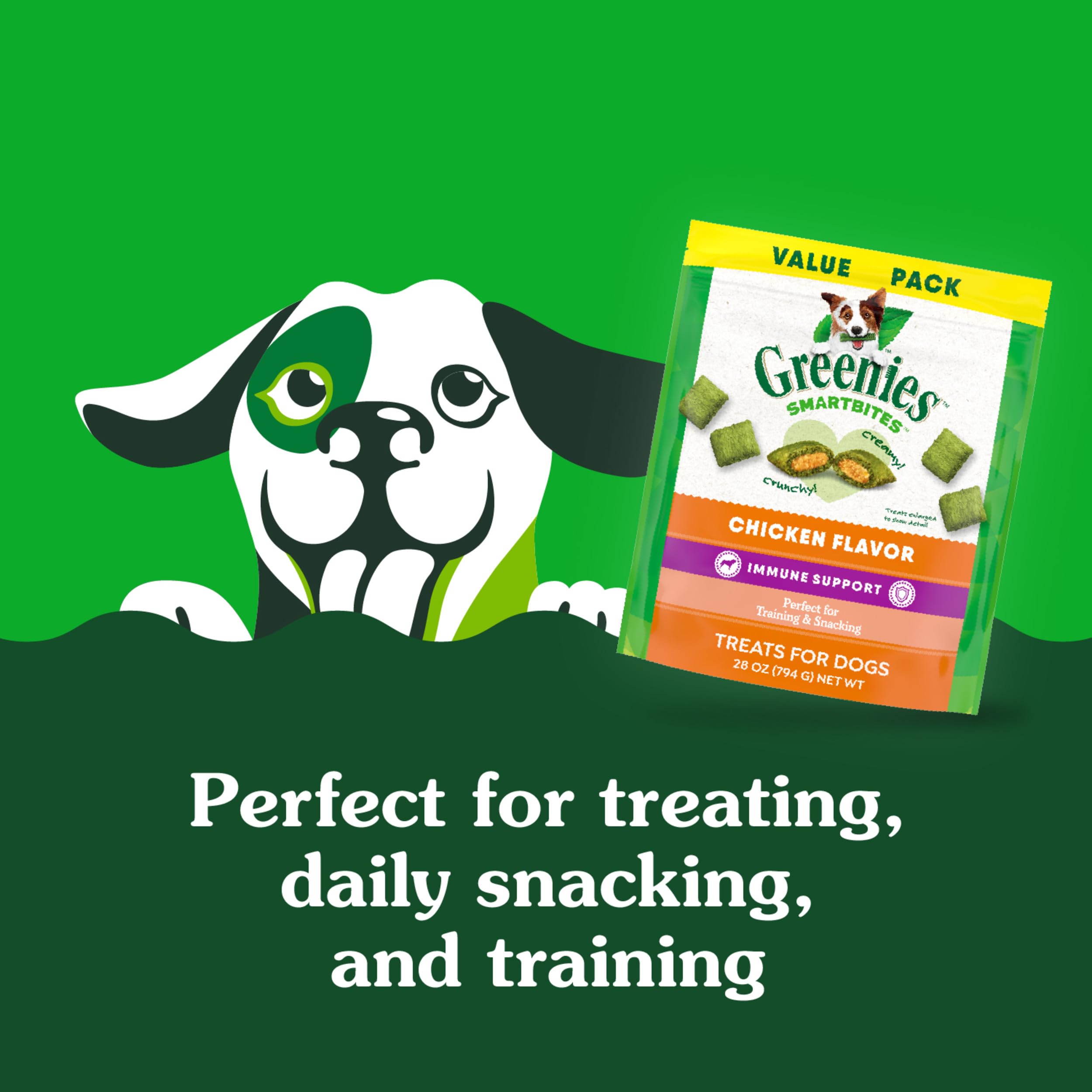 Greenies Smartbites Soft Dog Treats, Dog Immune Support Crunchy & Soft, Chicken Flavor, 28 oz. Pack - Image 3