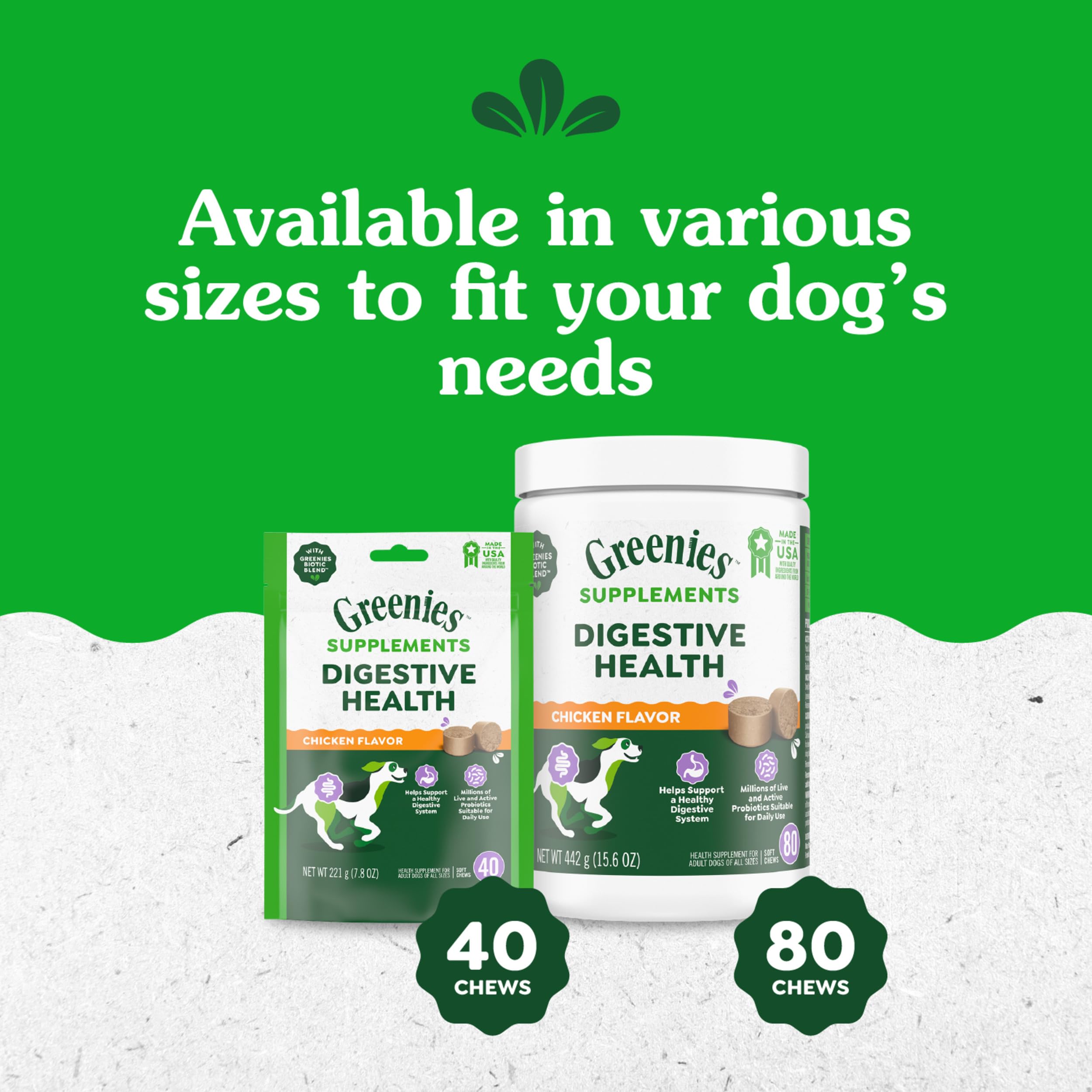 Greenies Supplements Digestive Health Probiotics for Dogs, Dog Probiotic Supplements, Chicken Flavor, 7.8 oz. Pouch of 40 Count - Image 15